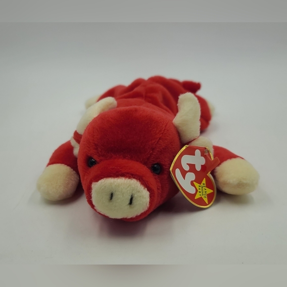 Rare/Retired Ty Beanie Baby Snort Bull 1995 with, 4th/3rd, 4/4 generation Tags - Picture 2 of 6